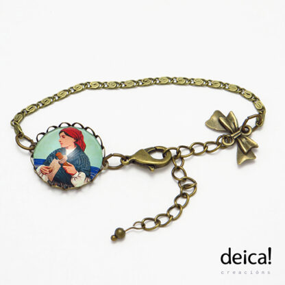 Pulseira-con-lazo-e-peche-axustable-ilustrada-co-debuxo-sachadeira