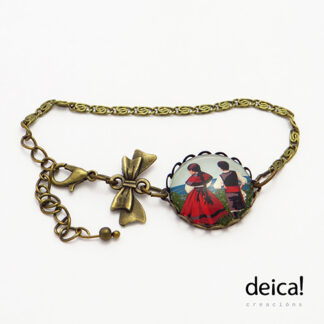 Pulseira-con-lazo-e-peche-axustable-ilustrada-co-debuxo-parella