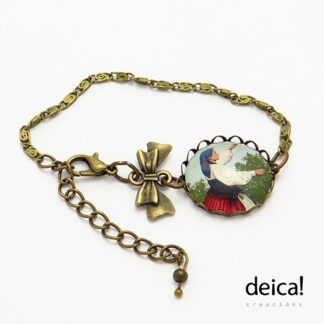 Pulseira-con-lazo-e-peche-axustable-ilustrada-co-debuxo-beilladora