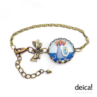 Pulseira-con-lazo-e-peche-axustable-ilustrada-co-debuxo-serea