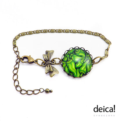 Pulseira-con-lazo-e-peche-axustable-ilustrada-co-debuxo-pementos