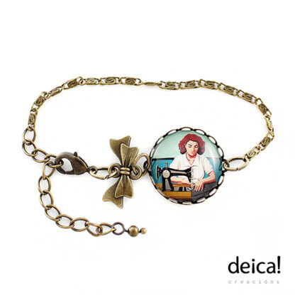 Pulseira-con-lazo-e-peche-axustable-ilustrada-co-debuxo-costureira