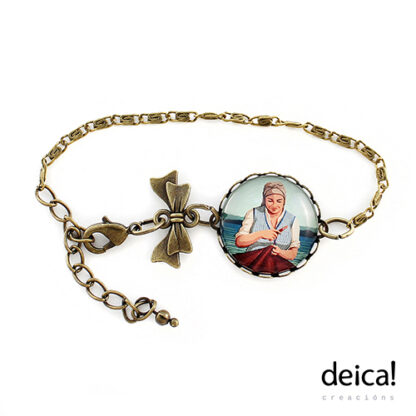 Pulseira-con-lazo-e-peche-axustable-ilustrada-co-debuxo-redeira